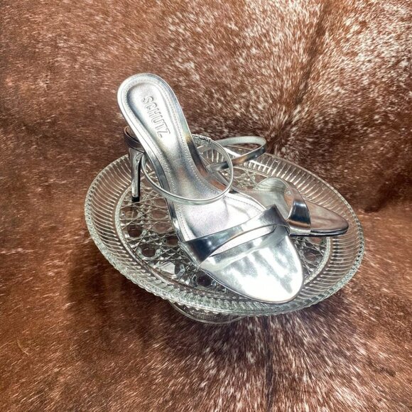 Schutz Jessica Mid Mule Heels | Metallic Silver | Size 7.5B | MSRP $118 - Picture 3 of 7